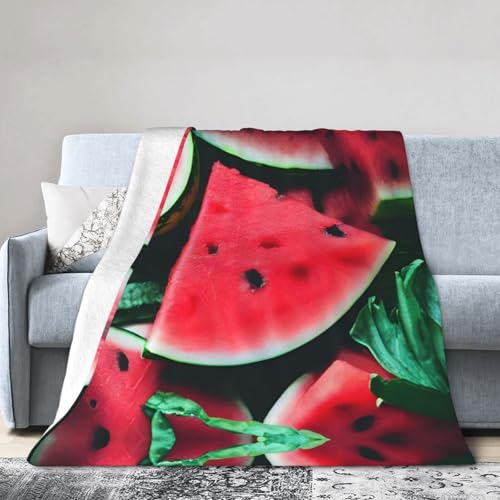 NImongt Atmungsaktive Flanelldecke mit rotem Wassermelonen-Druck, leicht, hautfreundlich, konditionierende Decke für Bett NImongt Atmungsaktive Flanelldecke mit rotem Wassermelonen-Druck, leicht, hautfreundlich, konditionierende Decke für Bett von NImongt