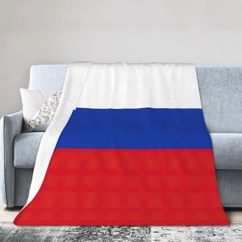 NImongt Atmungsaktive Flanelldecke mit russischer Flagge, leicht, hautfreundlich, konditionierende Decke für Bett von NImongt