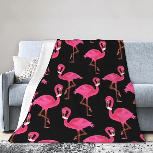 NImongt Atmungsaktive Flanelldecke mit schönem rosa Flamingo-Druck, leicht, hautfreundlich, konditionierende Decke für Bett von NImongt