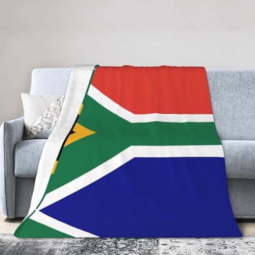 NImongt Atmungsaktive Flanelldecke mit südafrikanischer Flagge, leicht, hautfreundlich, konditionierende Decke für Bett von NImongt