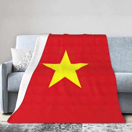 NImongt Atmungsaktive Flanelldecke mit vietnamesischer Flagge, leicht, hautfreundlich, konditionierende Decke für Bett von NImongt