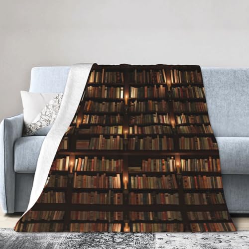 NImongt Bibliotheks-Bücherregal, Buchdruck, atmungsaktive Flanelldecke, leicht, hautfreundlich, konditionierende Decke für Bett NImongt Bibliotheks-Bücherregal, Buchdruck, atmungsaktive Flanelldecke, leicht, hautfreundlich, konditionierende Decke für Bett von NImongt