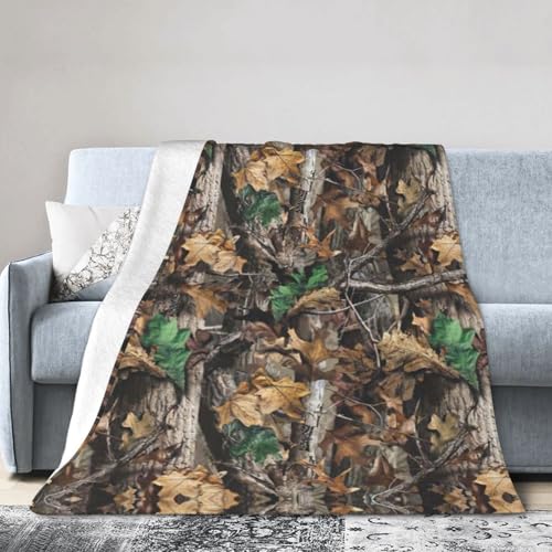 NImongt Cold Tree Decke aus Flanell, Camouflage-Druck, atmungsaktiv, leicht, hautfreundlich, konditionierende Decke für Bett von NImongt