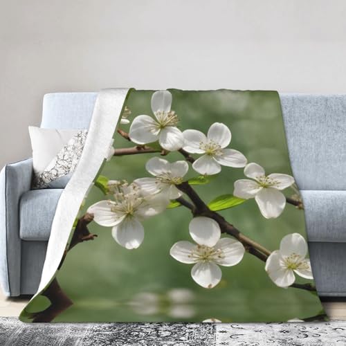 NImongt Frühlingsdecke mit Hartriegelblüten-Druck, atmungsaktive Flanelldecke, leicht, hautfreundlich, konditionierende Decke für Bett NImongt Frühlingsdecke mit Hartriegelblüten-Druck, atmungsaktive Flanelldecke, leicht, hautfreundlich, konditionierende Decke für Bett von NImongt