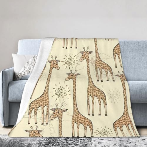 NImongt Handgezeichnete Giraffen-Druck, atmungsaktive Flanelldecke, leicht, hautfreundlich, konditionierende Decke für Bett von NImongt