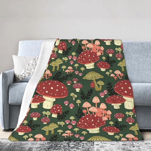 NImongt Helle Pilze Kunstdruck, atmungsaktive Flanelldecke, leicht, hautfreundlich, konditionierende Decke für Bett von NImongt