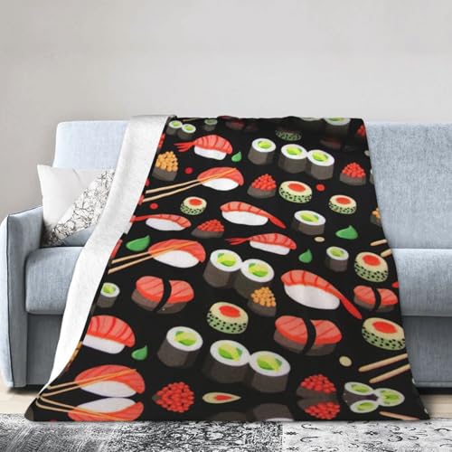 NImongt Japanische Sushi-Garnelen-Druck, atmungsaktive Flanelldecke, leicht, hautfreundlich, konditionierende Decke für Bett von NImongt