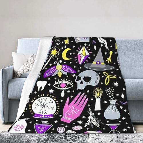 NImongt Magic Witch Witchcraft Bohemian Drawing Print Breathable Flannel Blanket Lightweight Skin Friendly Conditioning Blanket For Bed von NImongt