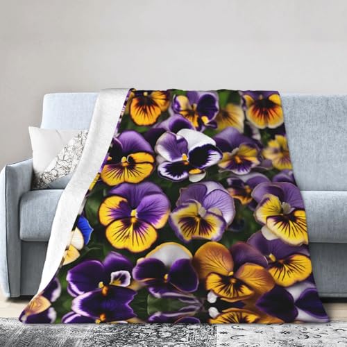 NImongt Stiefmütterchen-Perfektions-Druck-Druck, atmungsaktive Flanelldecke, leicht, hautfreundlich, konditionierende Decke für Bett von NImongt