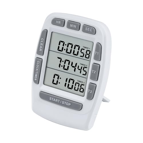 Jayron JR-KT001 Digitaler Timer Großer LCD 3 Kanal Digital Timer,Küchentimer,Countdown Timer Kochtimer Reset Uhralarm Lauter Starker Magnet Halterung Austauschbare Batterie für ältere Kinder von NInE-ROnG