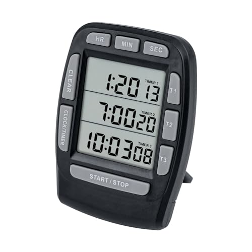 Jayron JR-KT001 Digitaler Timer Großer LCD 3-Kanal-Digital-Timer,Küchentimer,Countdown-Timer Kochtimer Reset Uhralarm Lauter Starker Magnet Halterung Austauschbare Batterie für ältere Kinder von NInE-ROnG