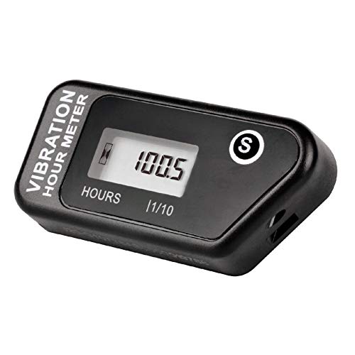 Jayron Kabellos RESETTABLE Vibration Wasserdichter Betriebsstundenzähler für Generator Außenbordmotor Dirtbike Kompressor Rasenmäher Motorrad Kettensäge(schwarz, HM016B-BK-C1-NEW) von NInE-ROnG