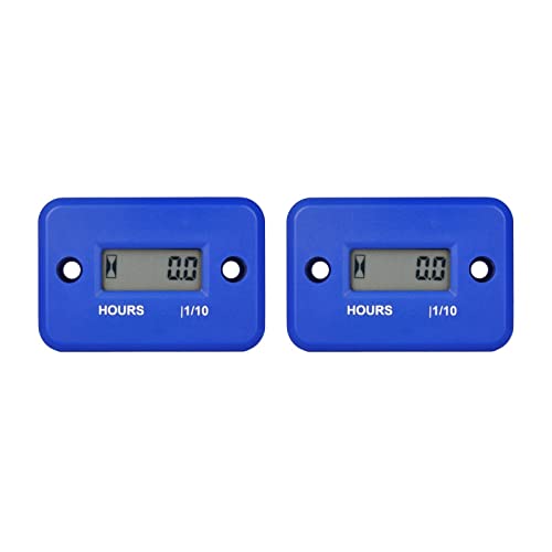 NInE-ROnG 2 Stück Digital LCD Induktiver Betriebsstundenzähler Wartungserinnerung Wasserdicht für Rasenmäher Schneefräse Boot Wechselrichter Generator Motor Kleiner Gasmotor (Blue*2) von NInE-ROnG