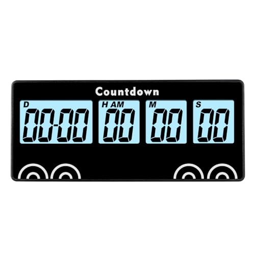 NInE-ROnG 9999 Tage Countdown-Timer mit wiederverwendbarem Magneten Digitaler Alarm Laute Uhr Nachttisch-Erinnerung,Küchen-Countdown-Timer für Ereignis-Erinnerung Baby（schwarz） von NInE-ROnG