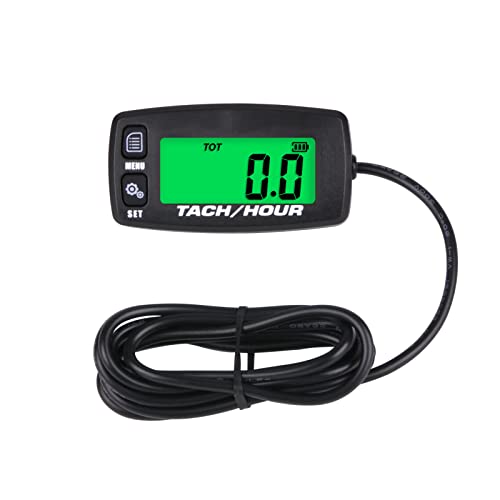 NInE-RONG HM032R Multifunktionale Batterie austauschbare induktive Hourmeter Digital Tachometer Wartungserinnerung mit 8 programmierbaren Feuermustern für Rasenmäher, Boot, Generator, Marine Motoren von NInE-ROnG