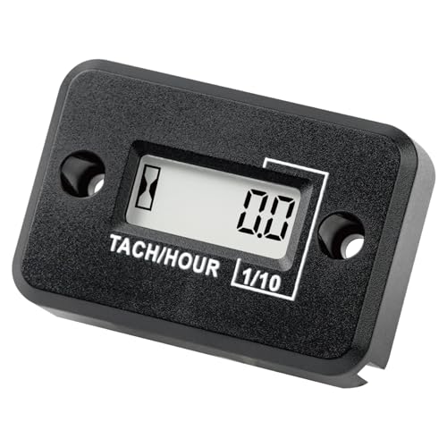 NInE-ROnG Tach Betriebsstundenzähler Digitales LCD Induktiver Drehzahlmesser Drehzahlmessung Wasserdichtes Design, für Gasmotor Rasenmäher Motorrad Schneemobil Generator (2 Takt) (schwarz) von NInE-ROnG