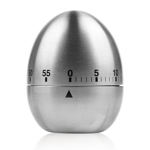 NInE-ROnG WG015 Eier-Küchentimer, Edelstahl, mechanisch, drehbarer Alarm, 60 Minuten, Countdown-Timer zum Kochen, Lernen von NInE-ROnG