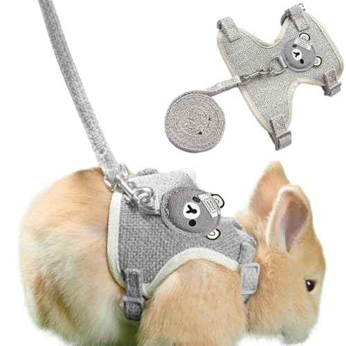 NJCXOLA Kaninchen Leine,Verstellbare Hasenleine,120cm Weiches Kaninchen Leine,Hasen Zubehör,Kaninchen Zubehör,Kaninchen Geschirr Für Kaninchen, Katzen, Kleine Hunde Und Andere Kleine Haustiere von NJCXOLA