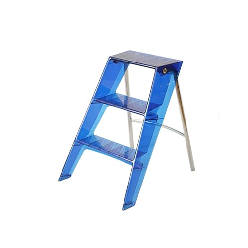 NJDQFA Klappbarer Tritthocker Aus Acryl Leiter,Transparente Einseitige Leiter Für Zuhause Bibliothek Büro,Zusammenklappbarer Kleiner Hocker,A Blue von NJDQFA