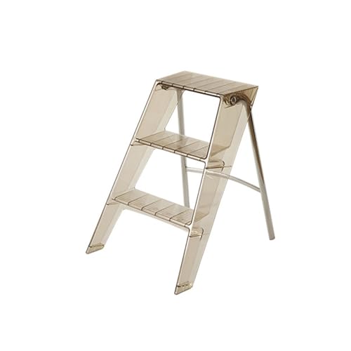 NJDQFA Klappbarer Tritthocker Aus Acryl Leiter,Transparente Einseitige Leiter Für Zuhause Bibliothek Büro,Zusammenklappbarer Kleiner Hocker,Amber von NJDQFA