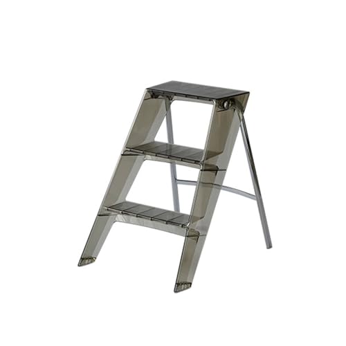NJDQFA Klappbarer Tritthocker Aus Acryl Leiter,Transparente Einseitige Leiter Für Zuhause Bibliothek Büro,Zusammenklappbarer Kleiner Hocker,Grau von NJDQFA