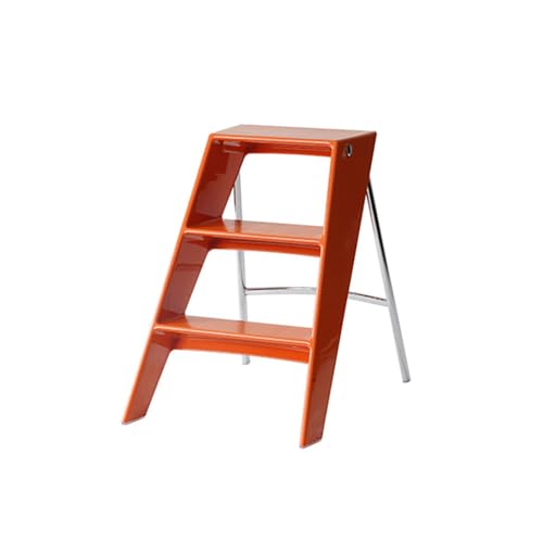 NJDQFA Klappbarer Tritthocker Aus Acryl Leiter,Transparente Einseitige Leiter Für Zuhause Bibliothek Büro,Zusammenklappbarer Kleiner Hocker,Orange von NJDQFA