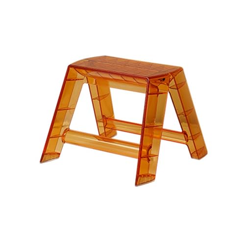 NJDQFA Klappbarer Tritthocker Für Kinder,Zusammenklappbarer Kleiner Hocker Für Zuhause Bibliothek Büro,Acryl Stehleitern Mit Breitem Pedal,A orange von NJDQFA