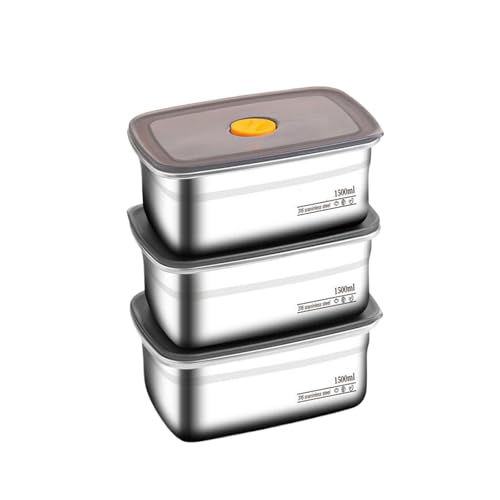 NJDQFA Mehrweg Meal Prep Boxen Mit Deckel,Edelstahl Luftdicht Brotdose,Rechteckig Frischhaltedosen Aufbewahrungsbox,1500ML 3PCS NJDQFA Mehrweg Meal Prep Boxen Mit Deckel,Edelstahl Luftdicht Brotdose,Rechteckig Frischhaltedosen Aufbewahrungsbox,1500ML 3PCS von NJDQFA