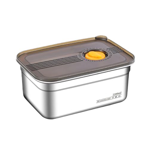 NJDQFA Mehrweg Meal Prep Boxen Mit Deckel,Edelstahl Luftdicht Brotdose,Rechteckig Frischhaltedosen Aufbewahrungsbox,2200ML NJDQFA Mehrweg Meal Prep Boxen Mit Deckel,Edelstahl Luftdicht Brotdose,Rechteckig Frischhaltedosen Aufbewahrungsbox,2200ML von NJDQFA