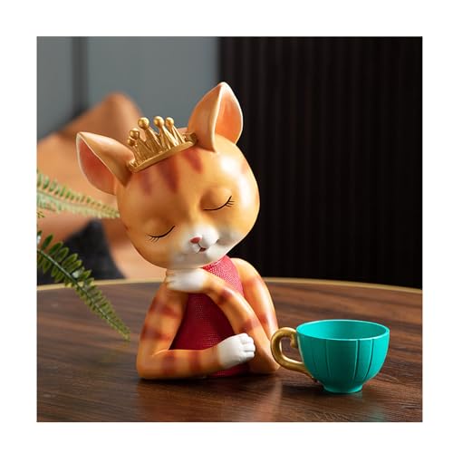 NJDQFA Prinzessin Katze Skulptur Harz, Katzen Statuen Ornament mit Metalltablett, Katze Statue Figure Schlüsselablage-Organizer Tablett Home Office Bücherregal Desktop,Orange,18 * 12 * 26cm NJDQFA Prinzessin Katze Skulptur Harz, Katzen Statuen Ornament mit Metalltablett, Katze Statue Figure Schlüsselablage-Organizer Tablett Home Office Bücherregal Desktop,Orange,18 * 12 * 26cm von NJDQFA