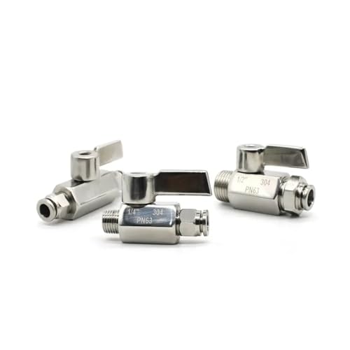 1/4" 3/8" 1/2" BSP Female Male x 4 6 8 10 12 16mm Push In Mini Sanitary Ball Valve Homebrew Beer SUS304 With Stainless Hanlde(1/2",BSPT MALE_4MM) von NJFTVEEFI