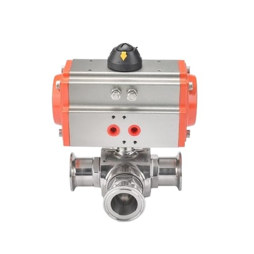 3 Way Pneumatic Quick Mount T-type/L-type Stainless Steel Sanitary Clamp 304/316 Single-Acting Actuator Ball Valve(L-51 AT75SR-FO,316) von NJFTVEEFI