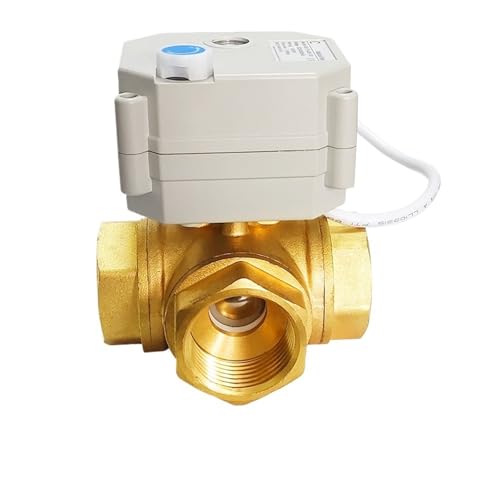 Brass 1'' DN25 3 Way T Bore L Bore Motor Ball Valve Metal Gears DC12V DC24V 2/3/5/7 Wires Valve IP67(NPT THREAD_12V_CR501) von NJFTVEEFI