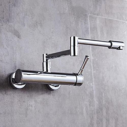 Brass Wall Mounted Kitchen Faucet, Swivel, Foldable, for Hot and Cold Water, Black(Chrome) von NJFTVEEFI