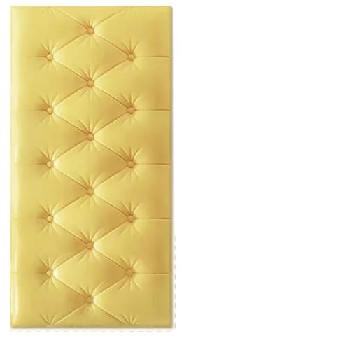 NJIEzhao Bettkopfteil 70X35CM 3 Teile/Satz 6 Teil/Satz Selbstklebende 3D Ziegel Tapete PE Schaum Wandpaneele Aufkleber wasserdichte Tapete Hause Dekoration(Yellow-3pc-Set,70cm x 35cm x 5mm) von NJIEzhao
