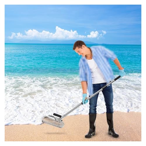 Sandflöhe Rechen Sandschaufel aus Edelstahl, Schaufel for Metalldetektoren, verstellbarer Griff, Grabschaufel, schnelle Siebschaufel von NJIEzhao