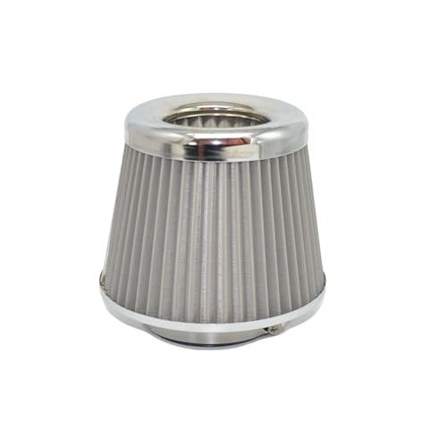 Universal-Luftfilter 76 MM / 3 Zoll Auto-Performance-Luftfilter Mit Hohem Durchfluss Aus Edelstahlgewebe For Kaltlufteinlass(Silver) von NJLWARPBG