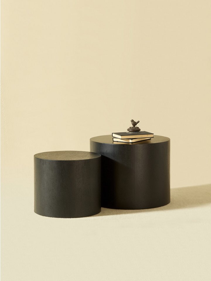 NJLyuhome Couchtisch Schwarzer runder Beistelltisch-Set, Nesting Tische im Trend-Design (2-St) von NJLyuhome