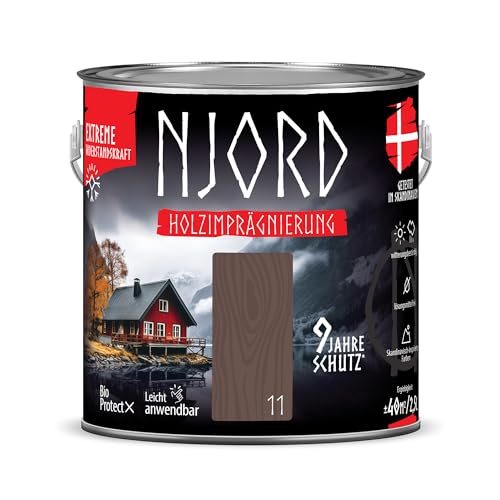 Njord Holzimprägnierung 2,5 L Holzfarbe (11) Wikingerboot Holzschutz Bis zu 9 Jahre Holzlack Wetterfester Schutzlack Holzlasur von NJORD