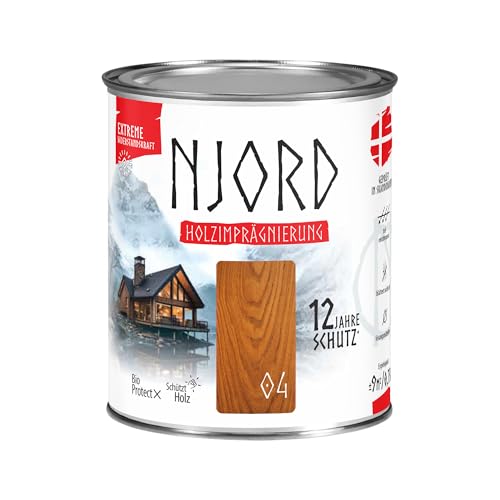 Njord Holzschutzmittel Extreme 750ml Holzfarbe (04) Nordische EicheHolzschutz Bis zu 12 Jahre Schutzlack Wetterfeste Imprägnierung von NJORD