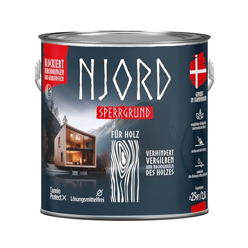 NJORD Sperrgrund Holz Isoliergrund Farblos 2,5 L Gute Haftung Verfärbungsfrei Fleckenfrei Hartholz Exotenholz von NJORD
