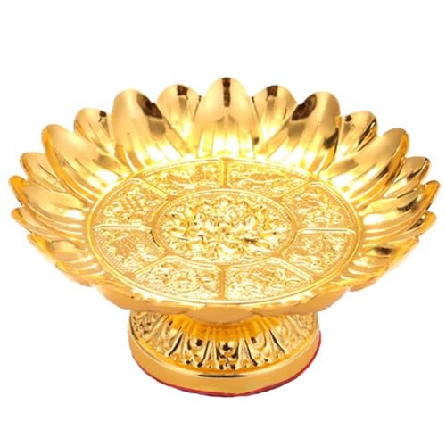 NJTHNTJR Opfertablett Aus Metall in Form Eines Lotus, Zubehör für Den Tempelkult, Buddhistische Hallenutensilien, Aufbewahrungstablett für das Wohnzimmer von NJTHNTJR