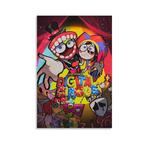 NJZUSA The Amazing Digital CircusWall Decor Leinwand Büro Kunst Gemälde Druck Zuhause Wohnzimmer Schlafzimmer Dekor Kunstwerk Unframe-Stil 50 x 75 cm von NJZUSA