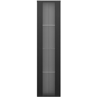 Multifunktionale Vitrine mit Glastrennwand, LED-Farbwechsellicht, 40x29x170 cm, Schwarz von NK Space