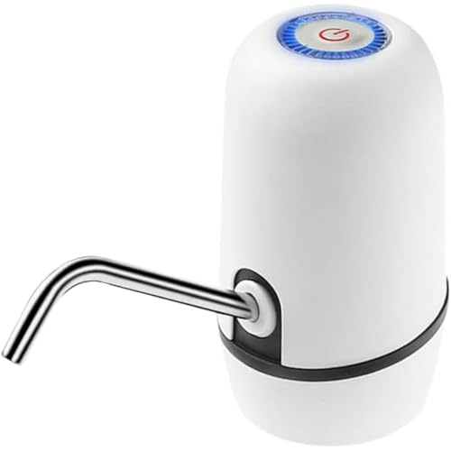 NK Automatischer Wasserspender - USB-Ladegerät, Dosierer aus Stahl, BPA-frei, kaltes Wasser, 1200 mAh, tragbar, für Karaffen und Flaschen 1,5 l, 5,7 l, 10 l, 11,3 l, 15 l, 18,9 l. Weiß von NK