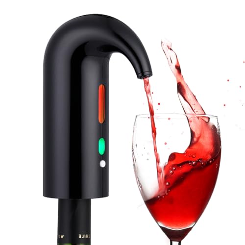 NK Elektrischer Weinkaraffe, automatischer und tragbarer Weinbelüfter, wiederaufladbar über USB, inklusive Silikonschlauch und Stofftasche, Filter und Ein-/Aus-Taste, Akku 1500 mAh, Schwarz von NK