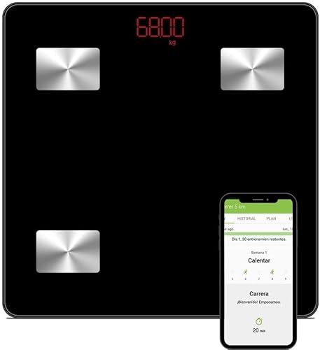 NK Intelligente Personenwaage, Bluetooth V4.0, Digital, Dualfrequenz, Gewicht Bad, BIA-Technologie, LCD-Display, Batterie 3 x AAA, Muskelfettmessgerät, BMI/BMR, Stoffwechselalter von NK