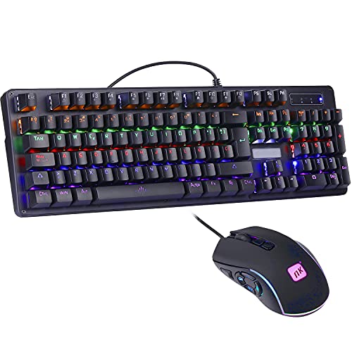 NK Onyx Gaming Pack Mechanische Tastatur Cherry MX Blue Switch RGB LED, 105 Tasten + programmierbare Gaming-Maus (6400 DPI - 5 Tasten) Anti-Ghosting (inkl. Ñ), mit Kabel | PS4/PS5 Xbox (schwarz) von NK