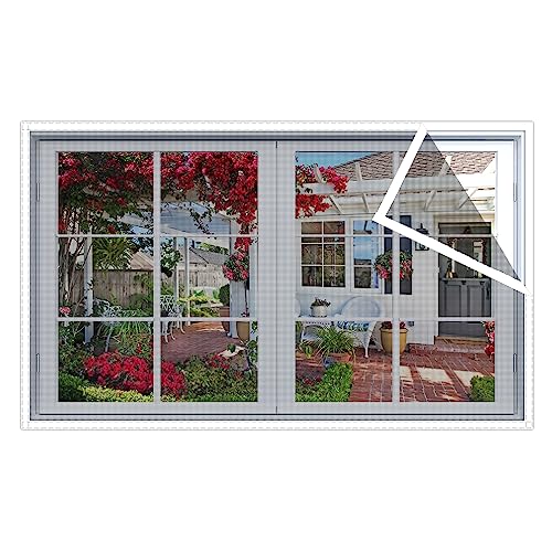 Insektenschutz Fensternetz 90x90cm Fliegengitter mit Klettband für Fliegengitter Fenster Mückengitter Mückenschutz ohne Bohren, Weiß Rahmen Schwarz Netz von NKADNB