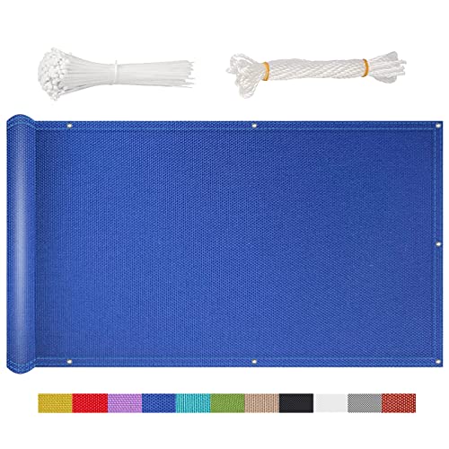 NKADNB Balkonbespannung 90x250cm Sichtschutz für Balkon Polyester Balkonbespannung Wasserdicht, Reißfest für Balkon Garten Balkon Sichtschutz Ohne Bohren,Navy Blau von NKADNB